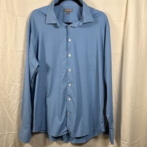 Peter Millar Summer Comfort Golf Long Sleeve Button Down Sawgrass Size XL Blue‎